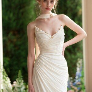 Grecian Ruched Strapless Mermaid Gown
